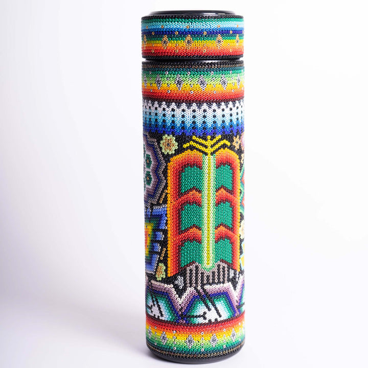 Huichol Thermal Flask | Huichol Flask | Ikal Cultura LLC