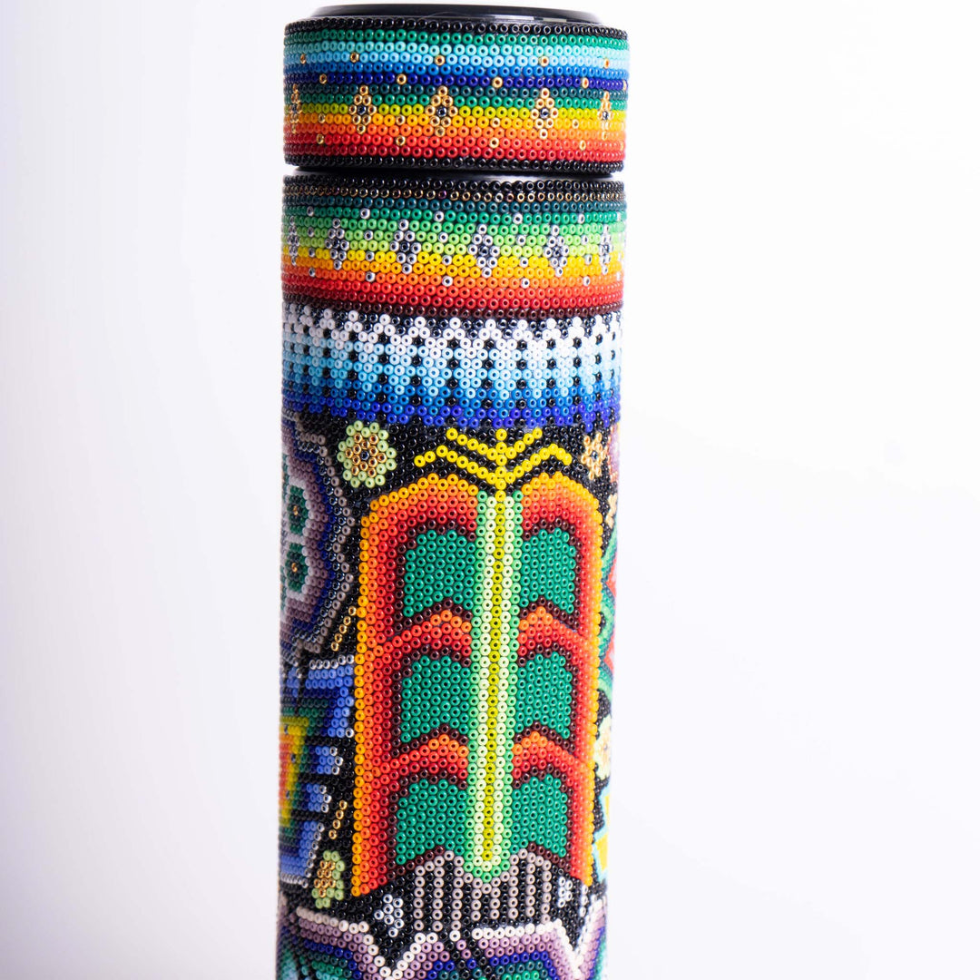 Huichol Thermal Flask | Huichol Flask | Ikal Cultura LLC