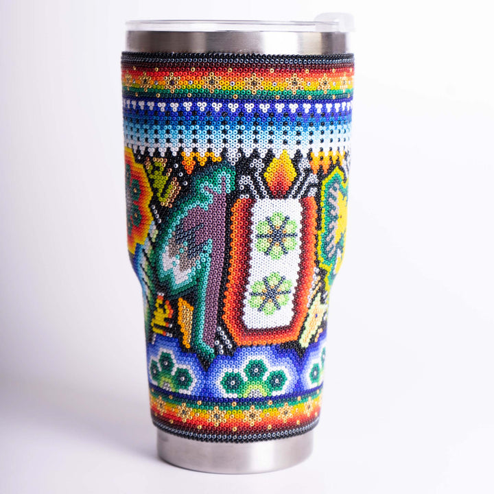 Mexican Huichol Art Tumbler | Huichol Tumbler | Ikal Cultura LLC