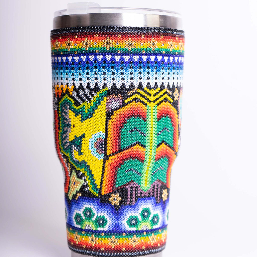 Mexican Huichol Art Tumbler | Huichol Tumbler | Ikal Cultura LLC