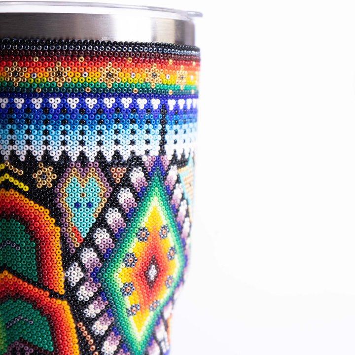 Mexican Huichol Art Tumbler | Huichol Tumbler | Ikal Cultura LLC