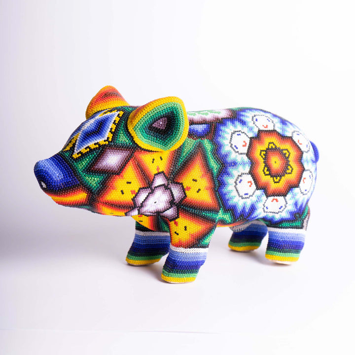 Mighty Piggie Art | Huichol Pig | Ikal Cultura LLC