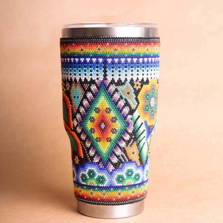 Mexican Huichol Art Tumbler | Huichol Tumbler | Ikal Cultura LLC