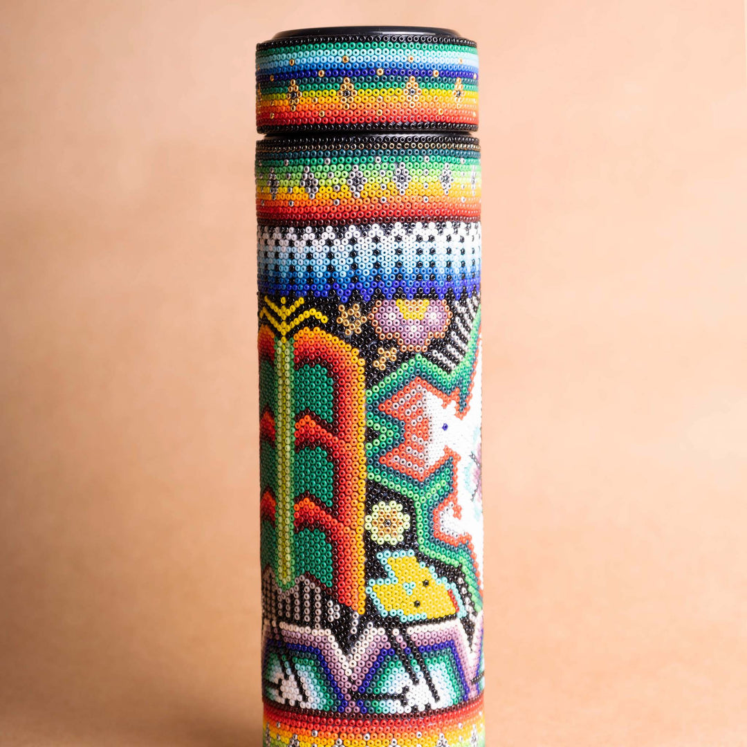 Huichol Thermal Flask | Huichol Flask | Ikal Cultura LLC