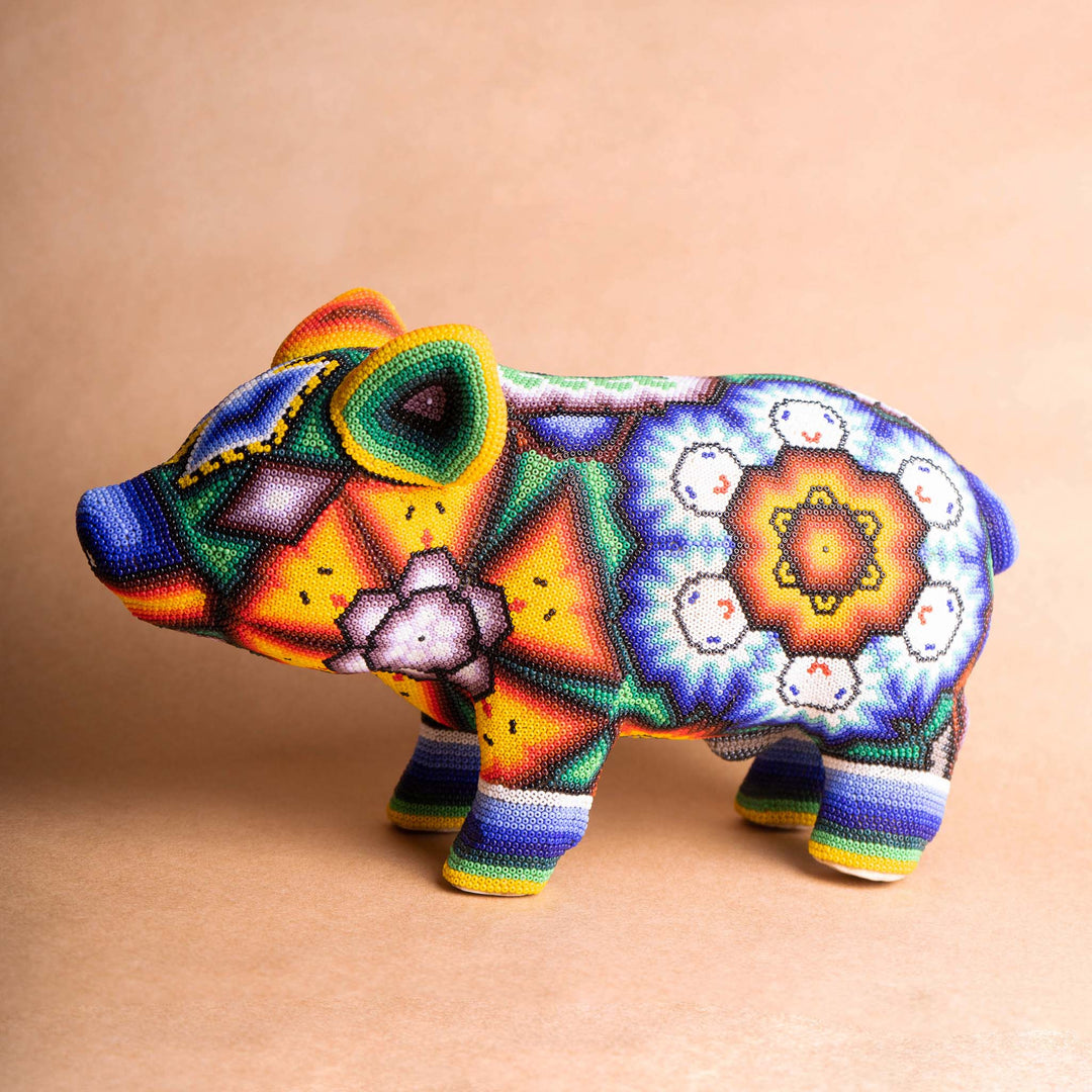 Mighty Piggie Art | Huichol Pig | Ikal Cultura LLC