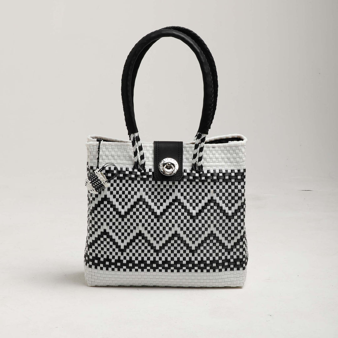 Monochrome Elegance Handbag | Monochrome Handbag | Ikal Cultura LLC