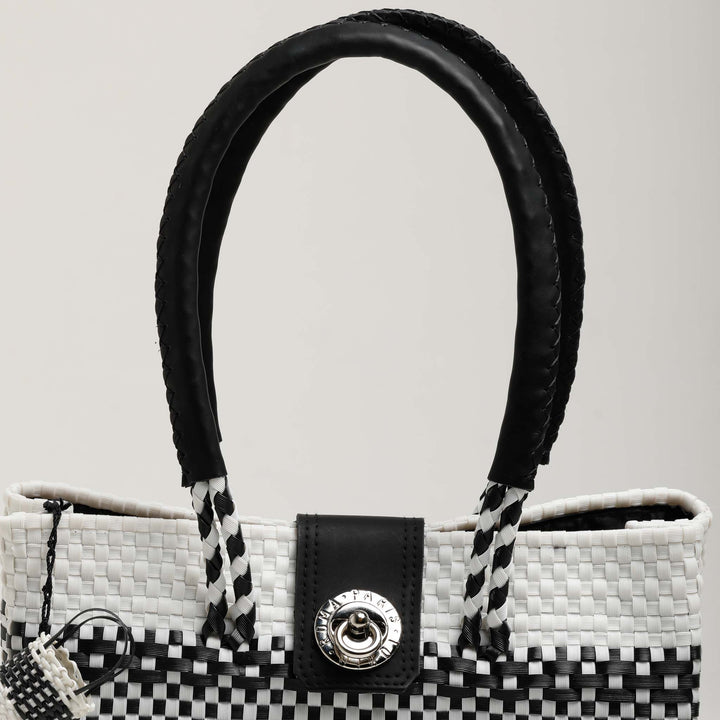 Monochrome Elegance Handbag | Monochrome Handbag | Ikal Cultura LLC