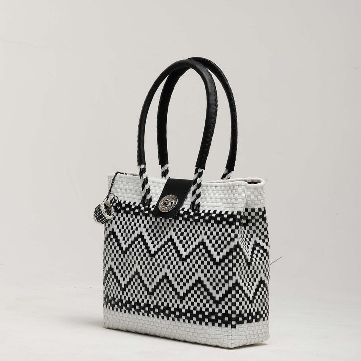 Monochrome Elegance Handbag | Monochrome Handbag | Ikal Cultura LLC