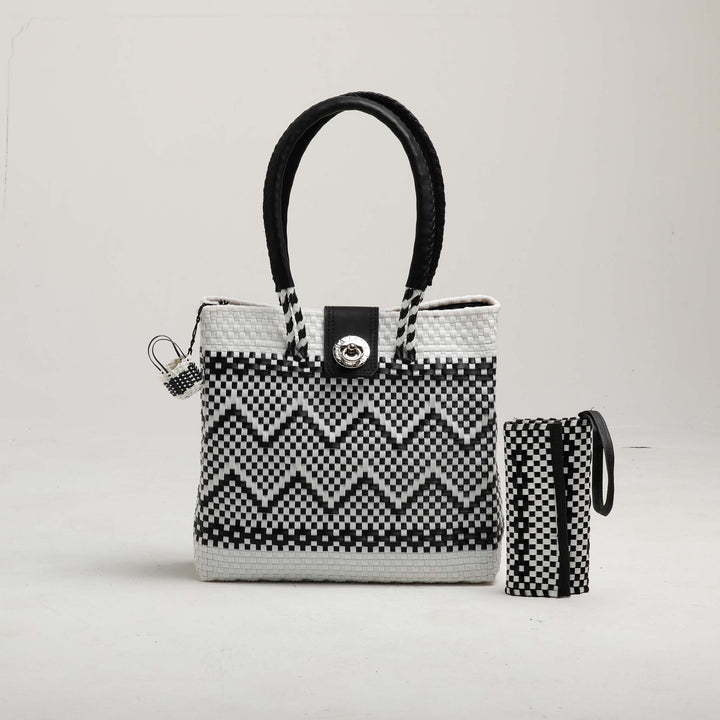 Monochrome Elegance Handbag | Monochrome Handbag | Ikal Cultura LLC