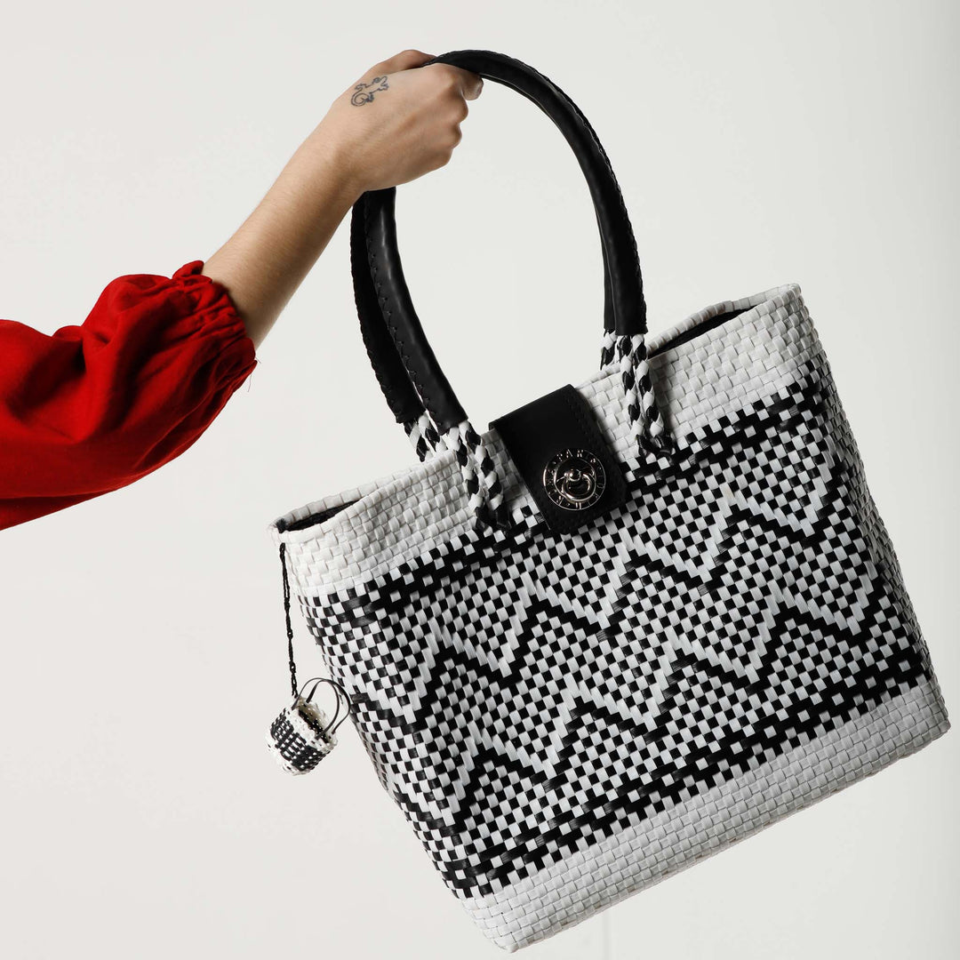 Monochrome Elegance Handbag | Monochrome Handbag | Ikal Cultura LLC