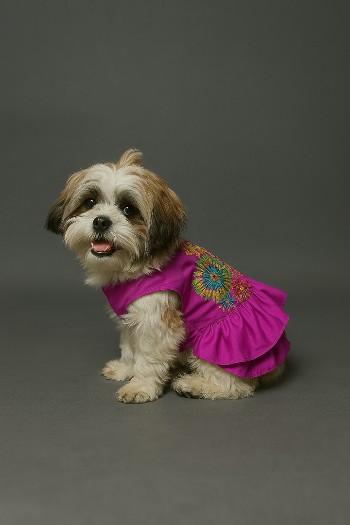 purple small dog dress 